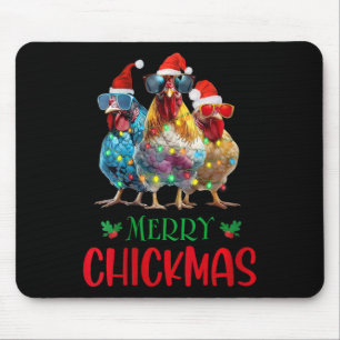 Womens Merry Chickmas Ornament Lights Chicken Farm Mouse Pad