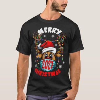 Womens Merry Christmas 2021 Rudolph Reindeer In Ma T-Shirt