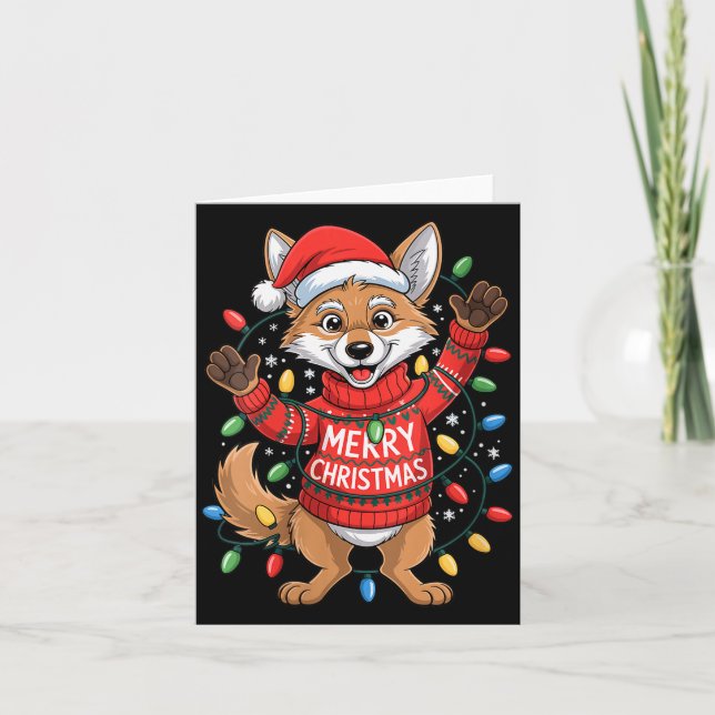 Womens Merry Christmas Fox Festive Woodland Winter Card (Front)