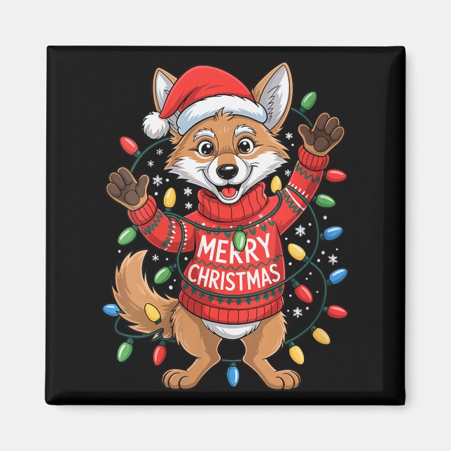 Womens Merry Christmas Fox Festive Woodland Winter Magnet (Front)