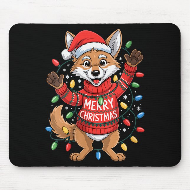 Womens Merry Christmas Fox Festive Woodland Winter Mouse Pad (Front)