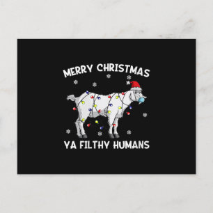 Womens Merry Christmas Goat Face Mask Goat Santa Invitation Postcard