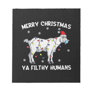 Womens Merry Christmas Goat Face Mask Goat Santa Notepad