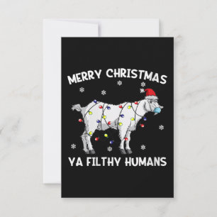 Womens Merry Christmas Goat Face Mask Goat Santa RSVP Card