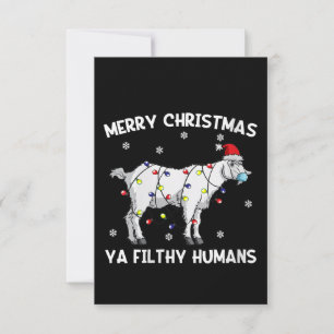 Womens Merry Christmas Goat Face Mask Goat Santa Thank You Card