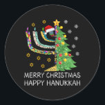 Womens Merry Christmas Happy Hanukkah Jewish Merry Classic Round Sticker<br><div class="desc">Womens Merry Christmas Happy Hanukkah Jewish Merry Chrismukkah</div>