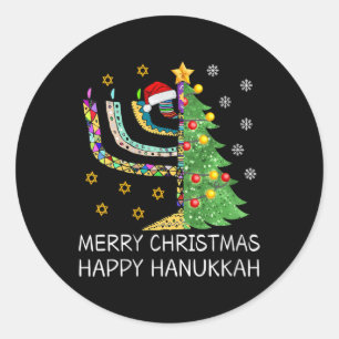Womens Merry Christmas Happy Hanukkah Jewish Merry Classic Round Sticker