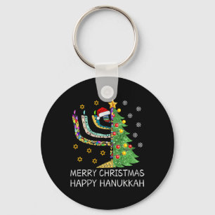 Womens Merry Christmas Happy Hanukkah Jewish Merry Key Ring