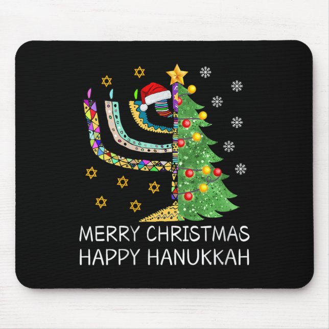 Womens Merry Christmas Happy Hanukkah Jewish Merry Mouse Pad (Front)