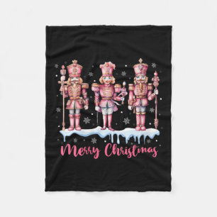 Womens Merry Christmas Pink Nutcracker Squad Xmas  Fleece Blanket