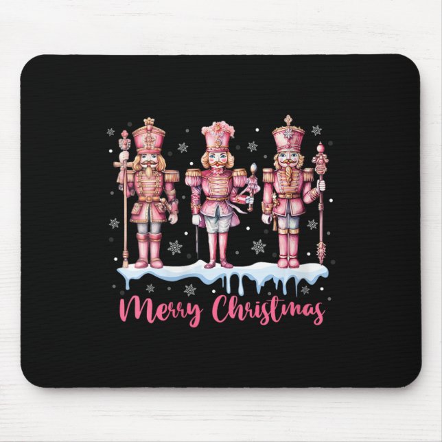 Womens Merry Christmas Pink Nutcracker Squad Xmas  Mouse Pad (Front)
