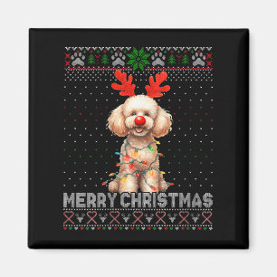 Womens Merry Christmas Poodle Dog Lover Ugly Xmas Magnet