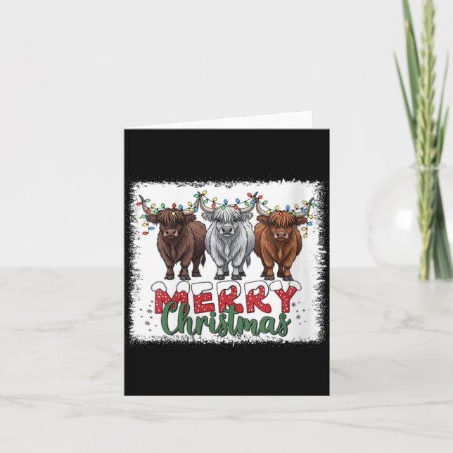 Womens Merry Christmas Scottish Highland Cow Xmas  Card (Front)