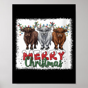 Womens Merry Christmas Scottish Highland Cow Xmas  Poster