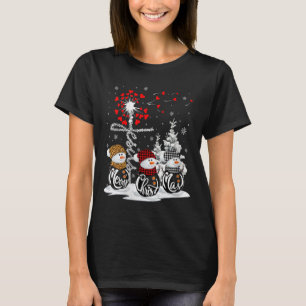 Womens Merry Christmas Snowman Leopard Buffalo Red T-Shirt