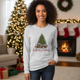 Women's Merry Christmas Tree Festive Holiday Shirt