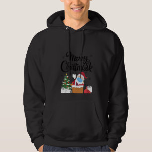 Womens Merry Christmask Funny Christmas Santa Clau Hoodie