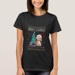 Womens Merry Cowmas Funny Animal Ugly Christmas Xm T-Shirt