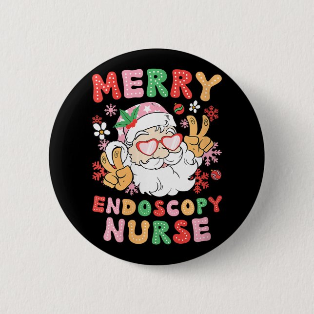 Womens Merry Endoscopy Nurse Christmas Endoscopy N 6 Cm Round Badge (Front)