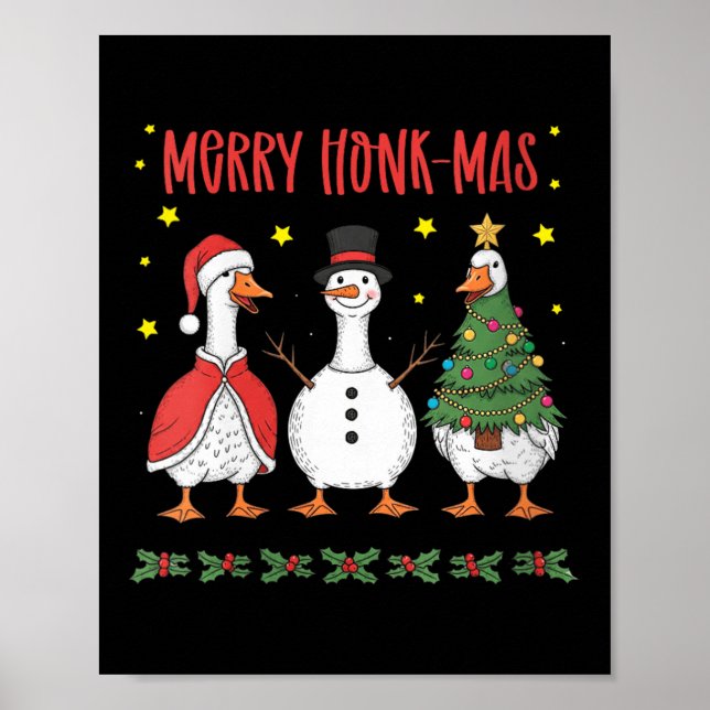 Womens Merry Honk-mas Funny Goose Christmas Humor  Poster (Front)