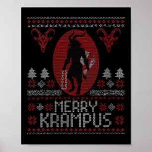 Womens Merry Krampus Horror Creepy Evil Funny Ugly Poster