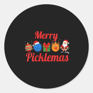 Womens merry picklemas, funny pickle ball christma classic round sticker