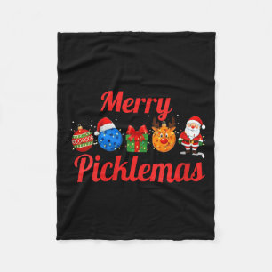 Womens merry picklemas, funny pickle ball christma fleece blanket