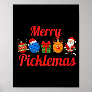 Womens merry picklemas, funny pickle ball christma poster