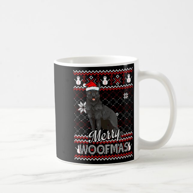Womens Merry Woofmas Black German Shepherd Dog San Coffee Mug (Right)