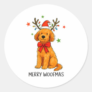 Womens Merry Woofmas Goldendoodle Dog Christmas An Classic Round Sticker