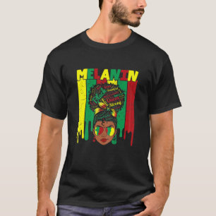 Womens Messy Bun Black Afro Girl Junenth Melanin B T-Shirt