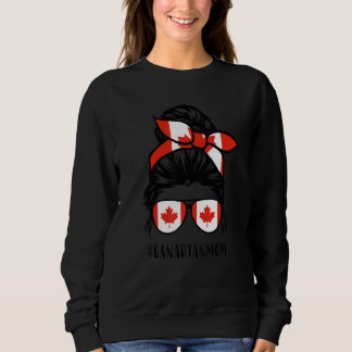 Womens Messy Bun Canadian Mum Canadian Flag Canada Sweatshirt