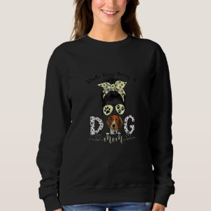 Womens Messy Bun Kinda Busy Being A Dog Mum Anglo  Sweatshirt
