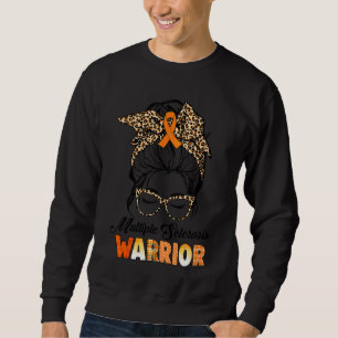 Womens Messy Bun Leopard Multiple Sclerosis Awaren Sweatshirt