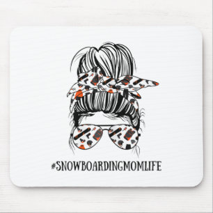 Womens Messy Bun Life Of Snowboarding Mum Mother's Mouse Pad