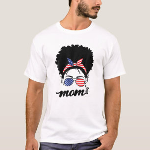 Women's Messy Bun Mom2 Mum Squared Mother Of Two T T-Shirt