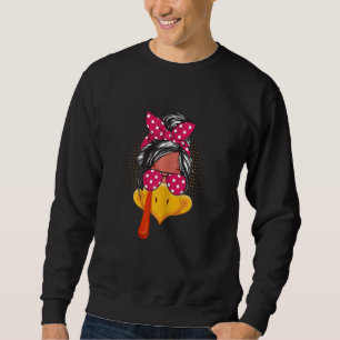 Womens Messy hair Turkey Face girl sunglasses leop Sweatshirt
