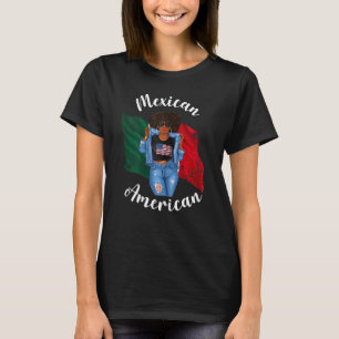 Womens Mexican American Afro Woman Queen Diva Mum T-Shirt