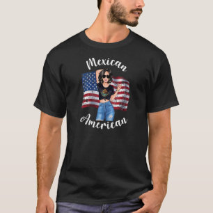 Womens Mexican American Womens Patriotic Usa Flag T-Shirt
