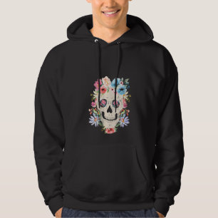 Womens Mexican Skull With Flowers For The Day Of T Hoodie