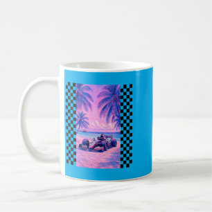 Womens Miami Racing Palm Tree Beach Scene Coffee Mug