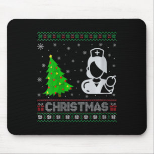 Womens Midwife Xmas Tree Lighting Ugly Christmas S Mouse Pad