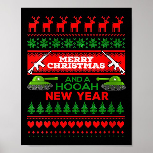 Womens Military Ugly Christmas Sweater Army  Poster (Front)