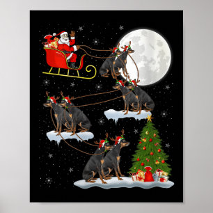 Womens Miniature Nscher Dog Santa Sleigh Flying Fu Poster