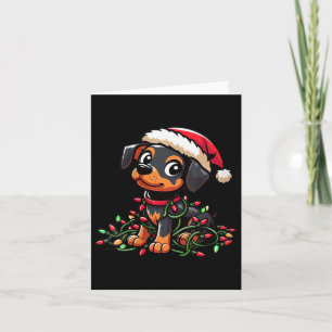 Womens Miniature Pinscher Christmas Lights Dog Fun Card