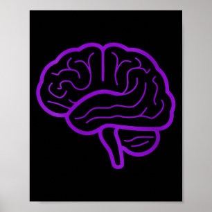 Womens Minimalist Simple brain purple alzheimers Poster