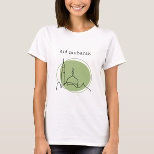 Women's Modern Eid Mubarak T-Shirt Sage Green