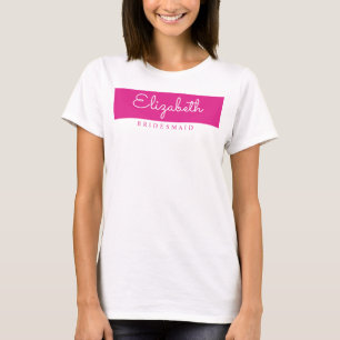 Womens Modern Hot Pink Bachelorette Bridesmaid T-Shirt