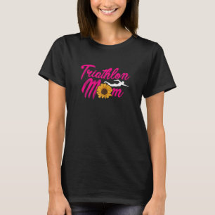 Womens Mom Graphic Run Bike Swim Triathlon Triathl T-Shirt