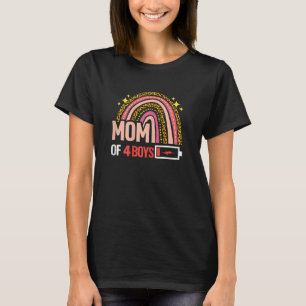 Womens Mom Of 4 Boys Leopard Rainbow  From Son Mot T-Shirt